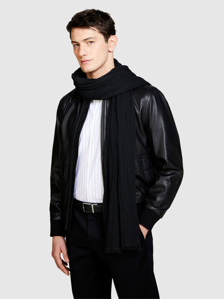 Yarn dyed scarf - null - Black | Sisley image number 3